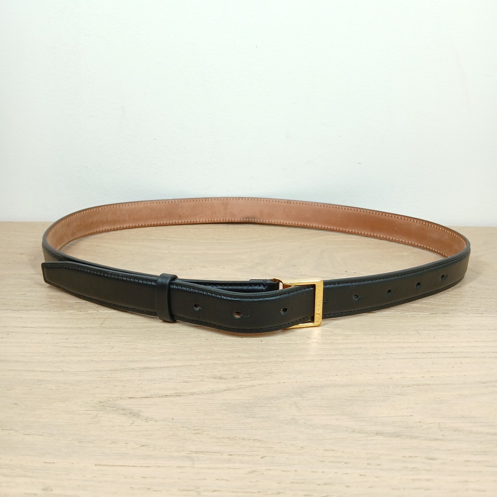 Acne Studios Belt Small Black Leather Gold Buckle Minimalist Designer Italy